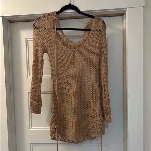 SHEIN Tan Ribbed Long Sleeve Bodycon Dress - Picture 2 of 10